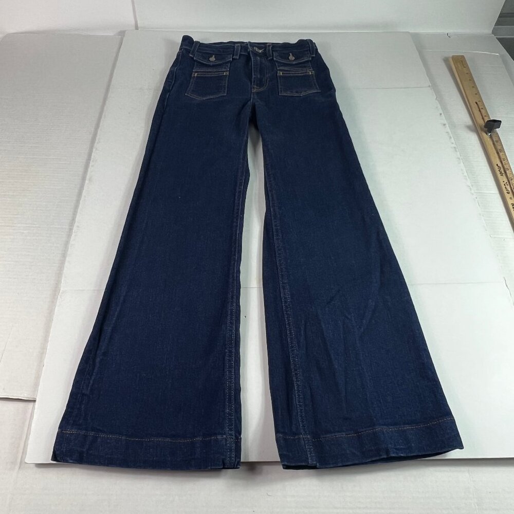 7 For All Mankind Jeans Women 25x27* Modern Dojo Flare Blue Stretch Denim Tag 24